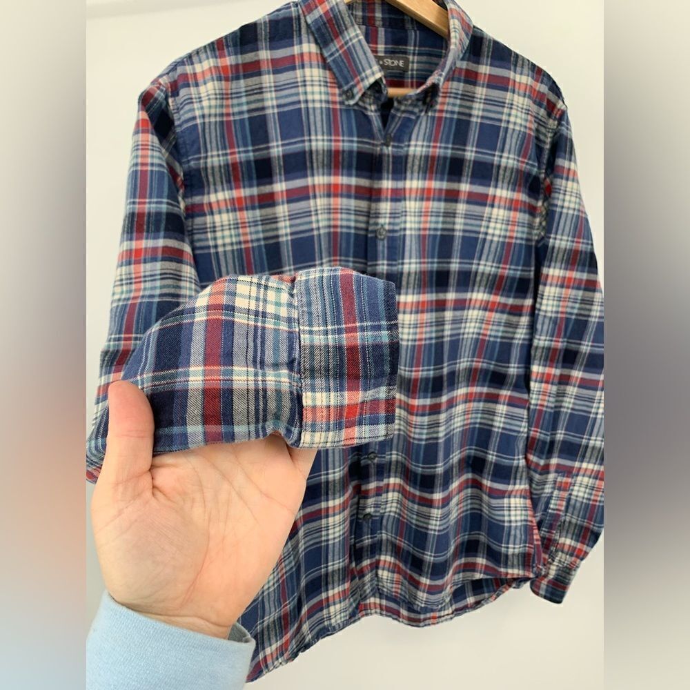Slate & Stone Men's Long Sleeve Dean Plaid Flannel Shirt Button Down Collar LG - Picture 7 of 7